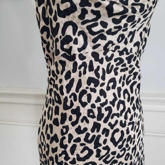 MILLY Silk Leopard Print Draped Cowl Neck Sexy Spaghetti Strap Slip Dress S/M - Picture 11 of 16